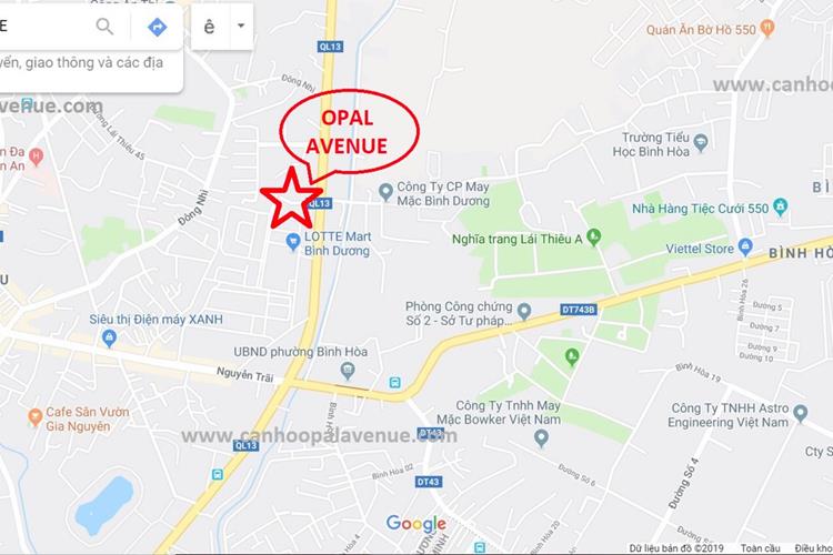 Vị trí dự án căn hộ Opal Avenue Thuận An Bình Dương 