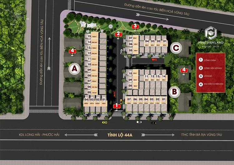 Mặt bằng phân lô dự án Khu dân cư Long Điền Bà Rịa 