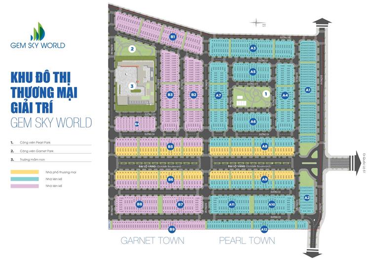 Mặt bằng phân lô chính thức dự án khu đô thị Gem Sky World