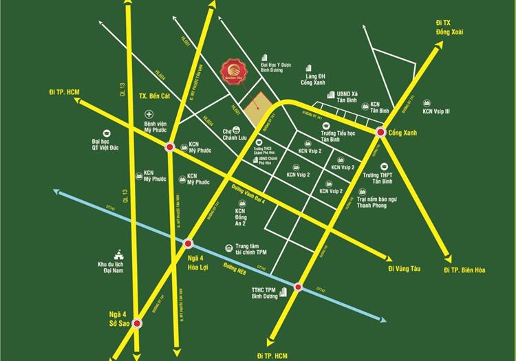 Vị trí khu đô thị Phương Toàn Phát Bến Cát