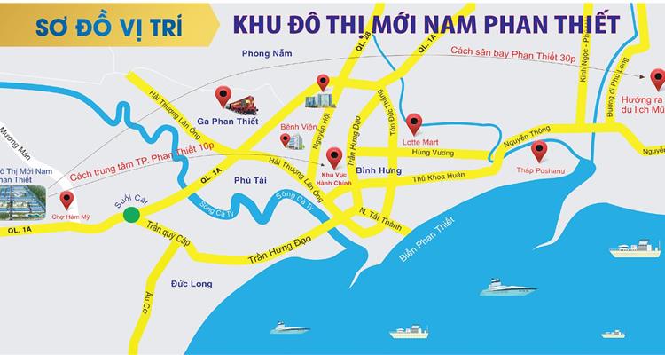Vị trí dự án Khu đô thị mới Nam Phan Thiết Bình Thuận