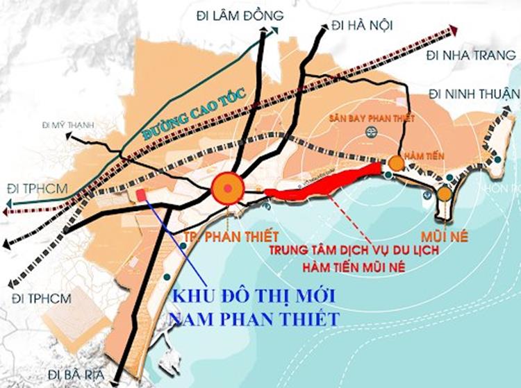 Vị trí dự án Khu đô thị mới Nam Phan Thiết Bình Thuận
