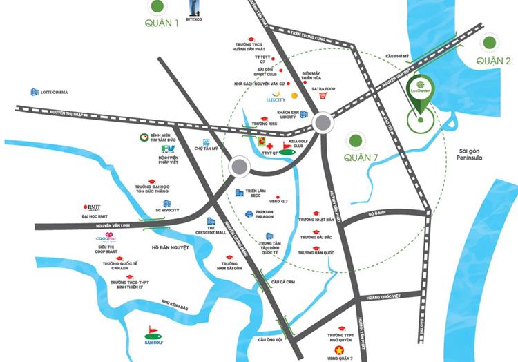 Vị trí dự án căn hộ Lux Star Quận 7