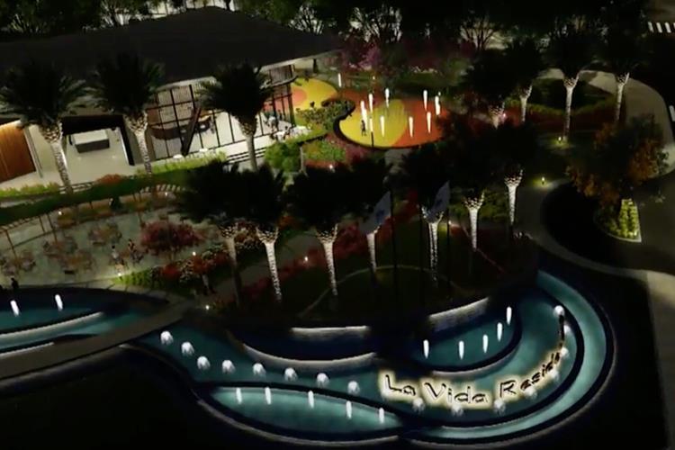 Cổng chính dự án khu đô thị La Vida Residences vào ban đêm