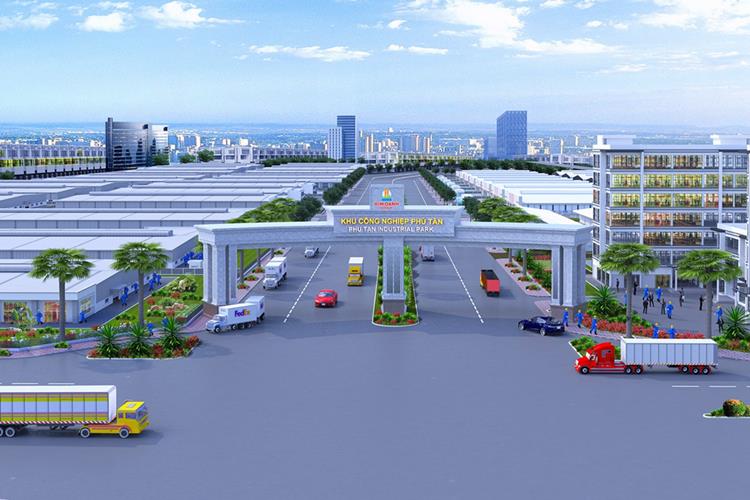 Cổng chính dự án Khu công nghiệp Phú Tân Bình Dương