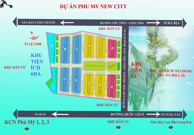 Mặt bằng phân lô dự án đất nền Phú Mỹ New City Bà Rịa