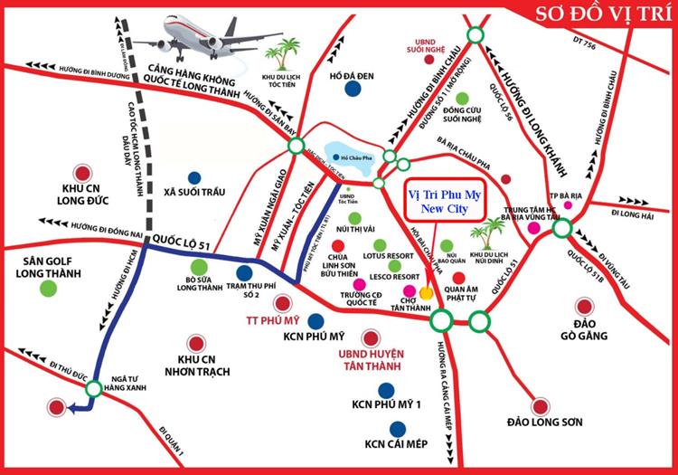 Vị trí dự án đất nền Phú Mỹ New City Bà Rịa