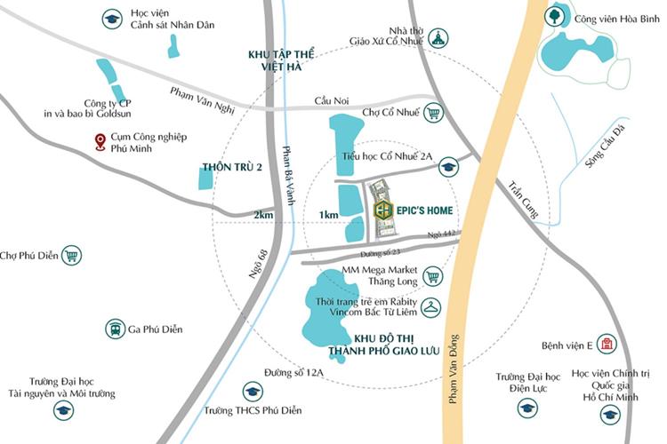 Vị trí dự án căn hộ Epic’s Home 43 Phạm Văn Đồng Hà Nội