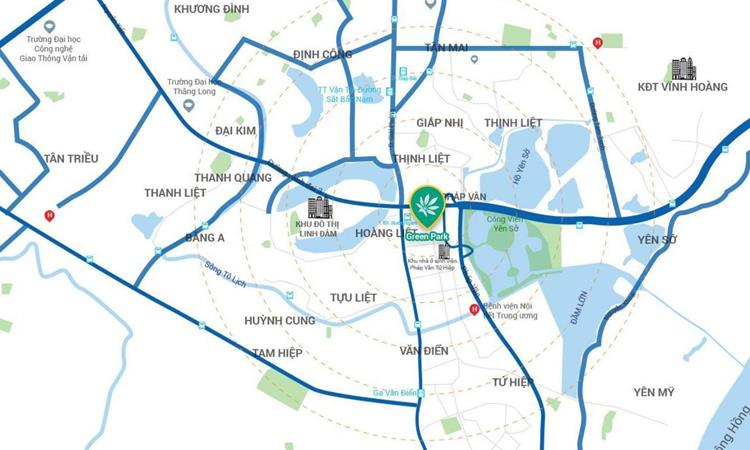 Vị trí dự án chung cư Phương Đông Green Park Hà Nội
