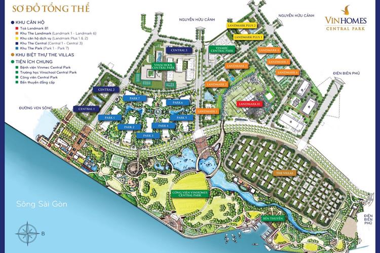 Mặt bằng tổng thể dự án căn hộ Vinhomes Central Park 