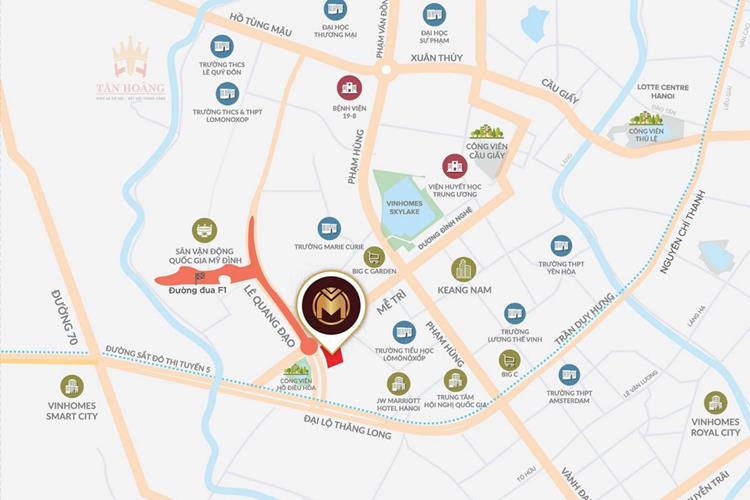 Vị trí The Matrix One ngay ngã tư