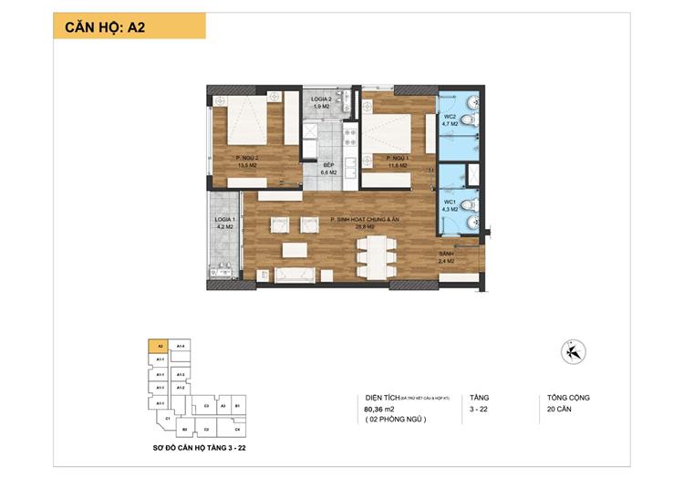 Thiết kế căn 80 m2 tại chung cư Park Home