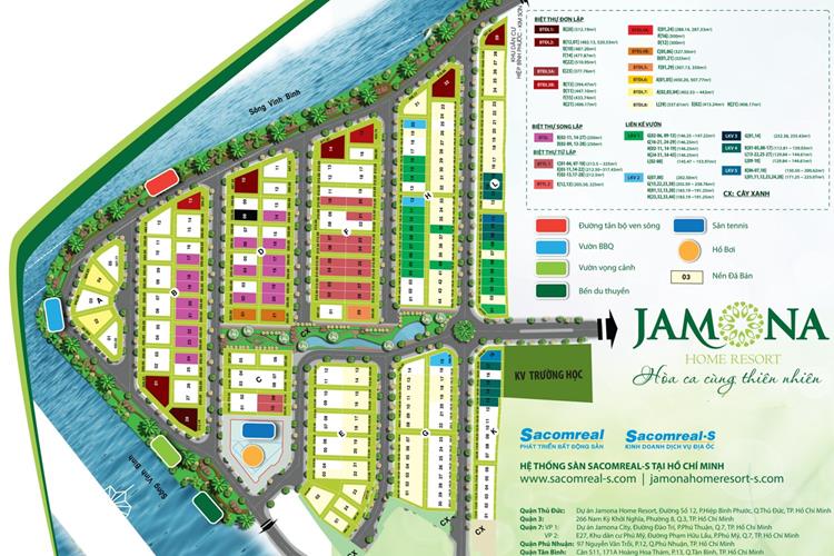 Mặt bằng phân lô biệt thự Jamona Home Resort Thủ Đức