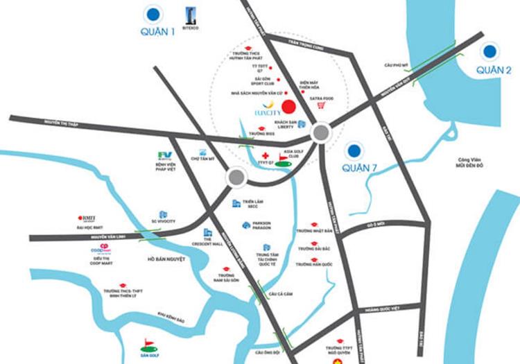 Vị trí dự án căn hộ Luxcity Officetel Quận 7