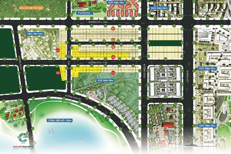 Mặt bằng phân lô dự án Phú Mỹ Eco City Bà Rịa