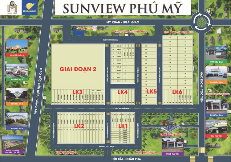 Mặt bằng phân lô dự án Sunview Phú Mỹ