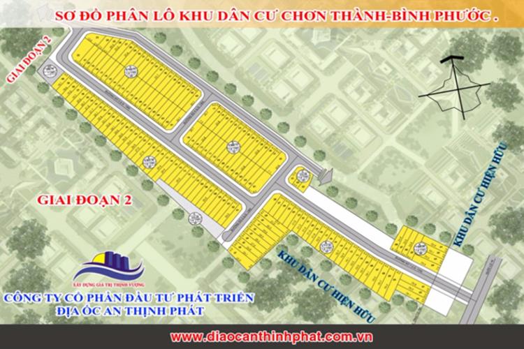 Mặt bằng phân lô dự án khu dân cư Chơn Thành Bình Phước