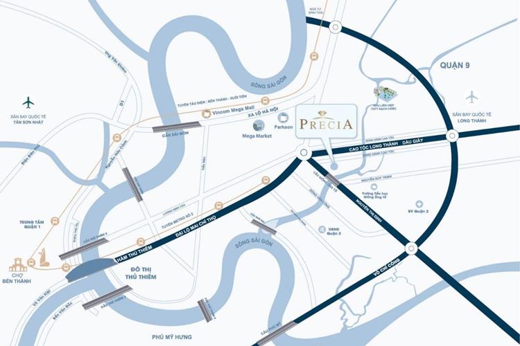 Vị trí dự án căn hộ Precia Quận 2