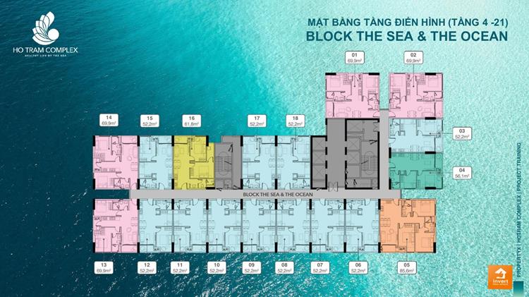 Mặt bằng điển hình tầng 4 - 21 tại Block The Sea & The Ocean