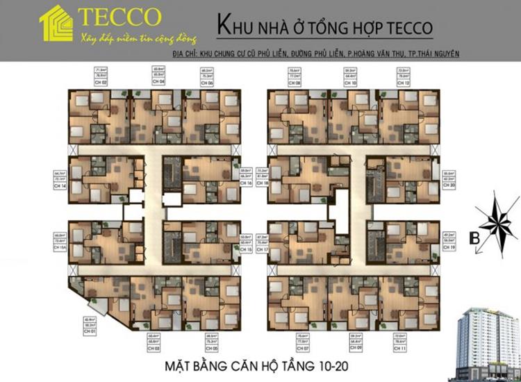 Mặt bằng tầng 10 -20 tại căn hộ Elite City Thái Nguyên