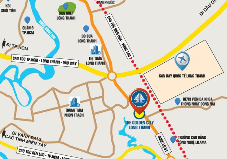 Vị trí dự án The Golden City Long Thành