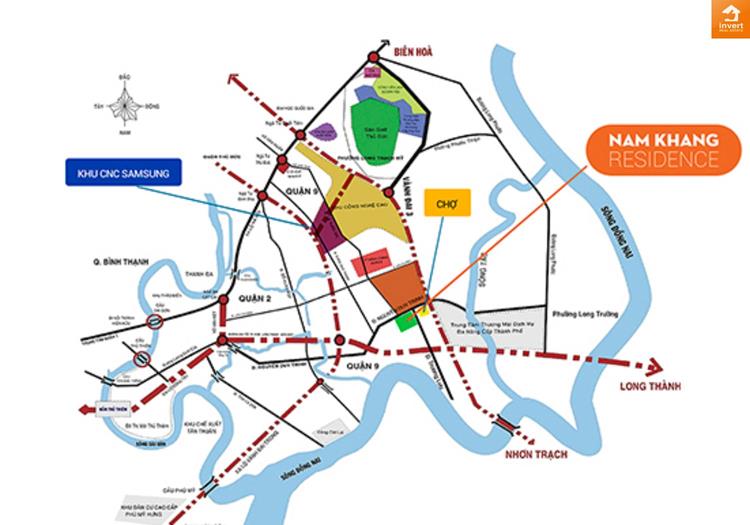 Vị trí dự án đất nền Nam Khang Residence tại Quận 9