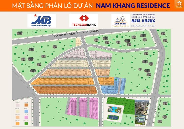 Mặt bằng phân lô dự án đất nền Nam Khang Residence tại Quận 9