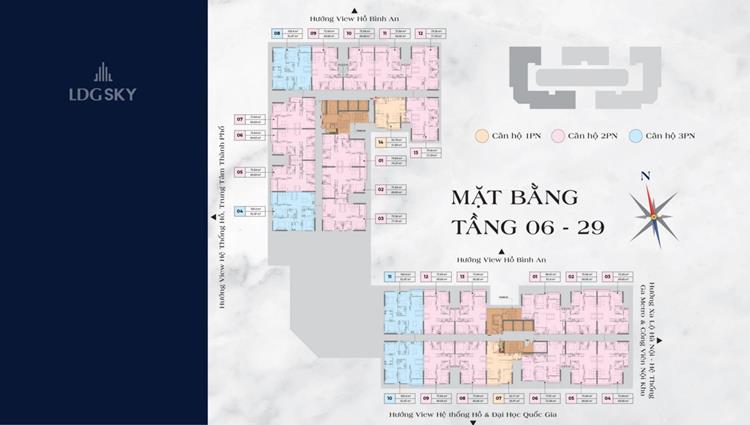 Mặt bằng tầng 6 đến 29 tại dự án căn hộ LDG Sky