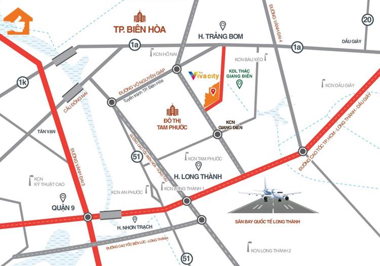 Vị trí dự án khu đô thị The Viva City Giang Điền