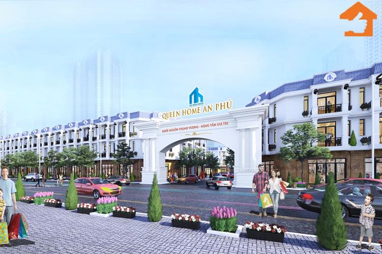 Phối cảnh cổng chính dự án đất nền Queen Home An Phú