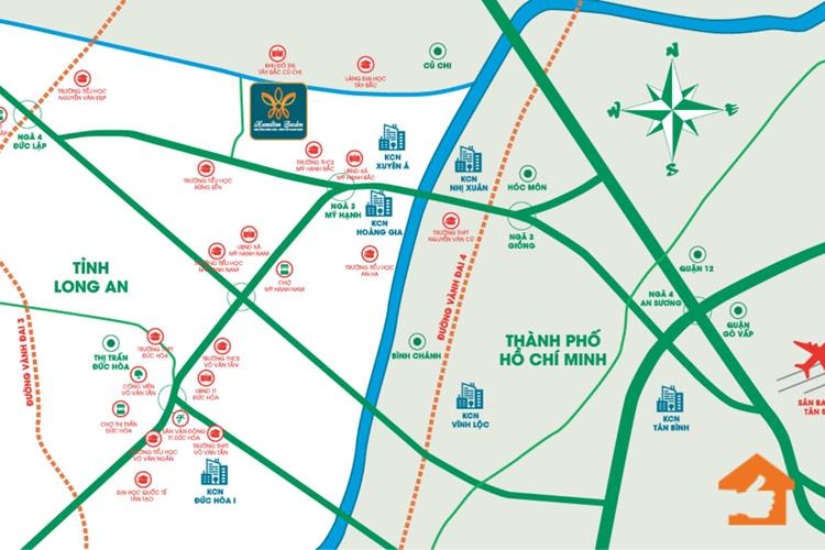 Vị trí dự án Hamilton Garden Long An