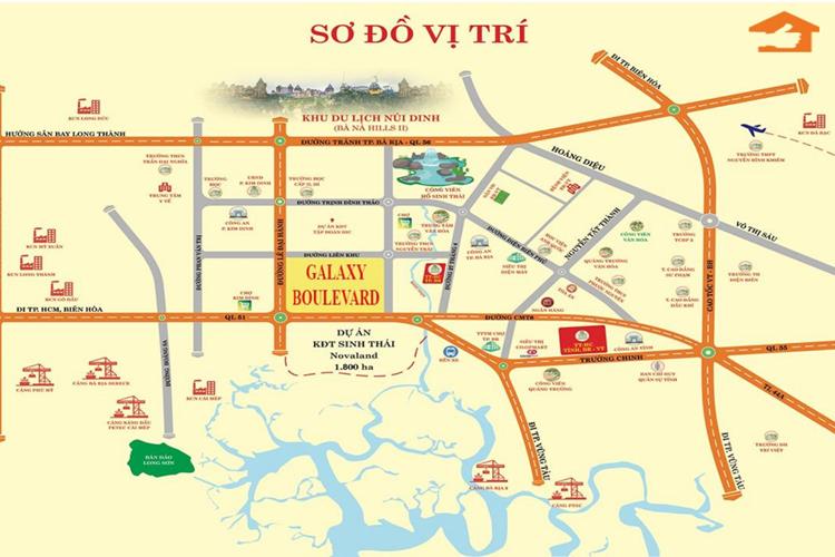 Vị trí dự án Galaxy Boulevard liền kề núi Dinh