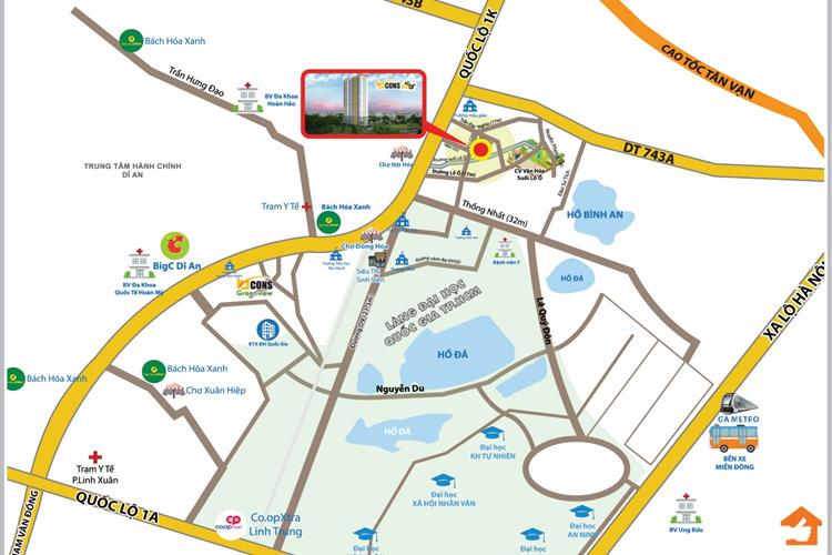 Vị trí dự án căn hộ Bcons Bee tại thành phố Dĩ An