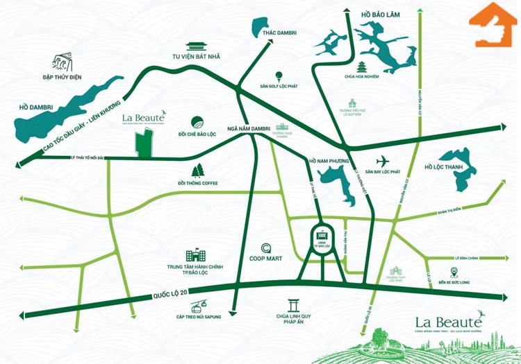 Vị trí đất nền dự án La BEAUTE' Bảo Lộc