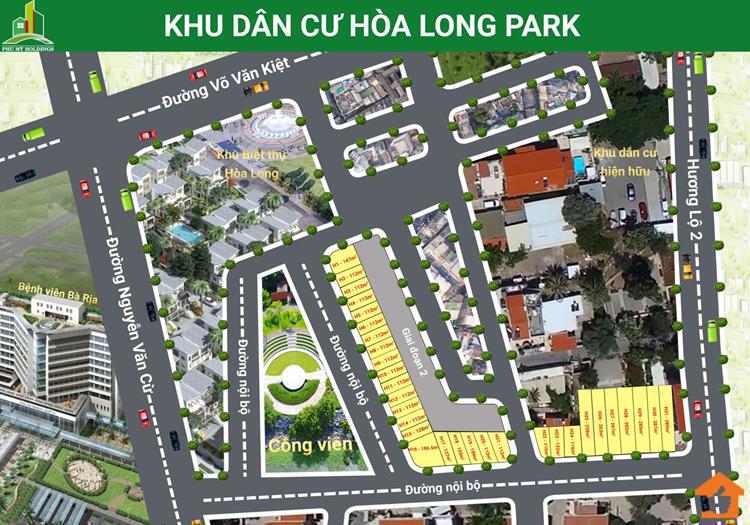 Mặt bằng phân lô Khu dân cư Hoà Long Park Bà Rịa - Vũng Tàu