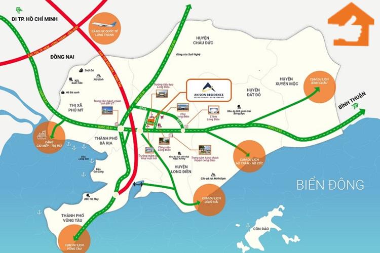 Vị trí dự án đất nền An Sơn Residence tại Long Điền