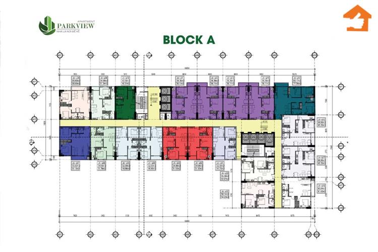 Mặt bằng Block A tại dự án căn hộ Parkview Apartment Thuận An