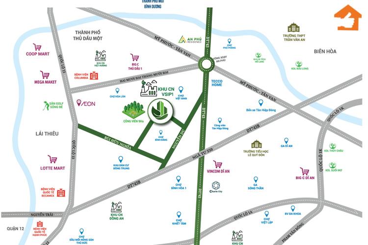 Vị trí dự án căn hộ Parkview Apartment Thuận An