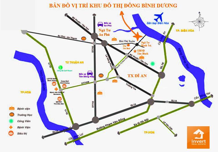 Vị trí dự án khu đô thị Đông Bình Dương