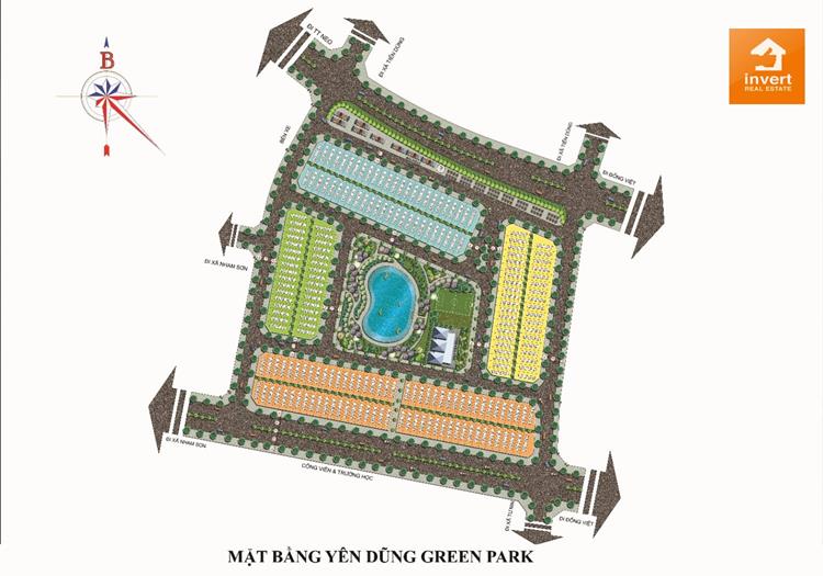 Mặt bằng phân lô chính thức dự án đất nền Yên Dũng Green Park