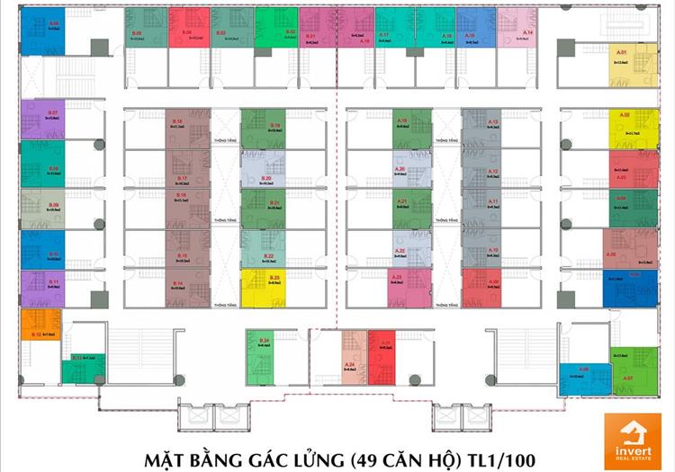 Mặt bẳng gác lửng tại dự án căn hộ 9x Golden Stella Bình Tân