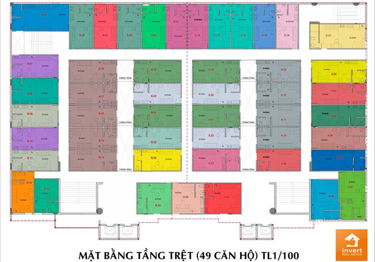Mặt bẳng tầng trệt tại dự án căn hộ 9x Golden Stella Bình Tân