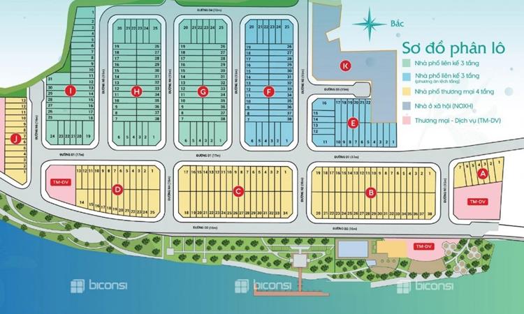 Mặt bằng phân lô dự án Biconsi Riverside Bình Dương