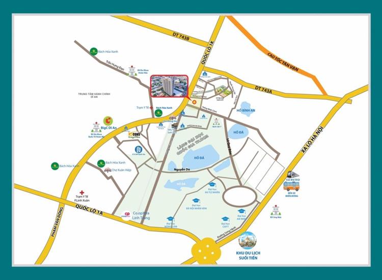 Vị trí dự án căn hộ Bình An Tower Bình Dương