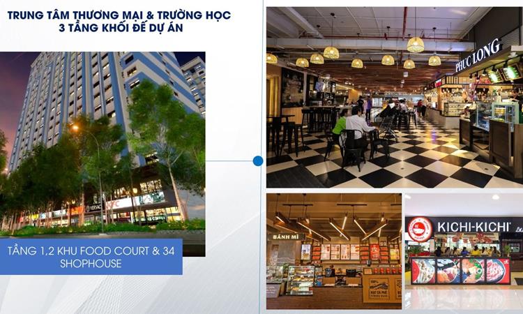 Tầng 1, 2 là khu Food Cout & 34 Shophouse