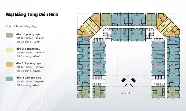 Mặt bằng điển hình dự án căn hộ Thịnh Gia Tower