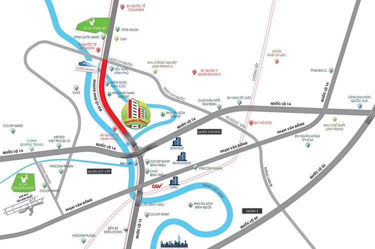 Vị trí dự án căn hộ Roxana Plaza Bình Dương
