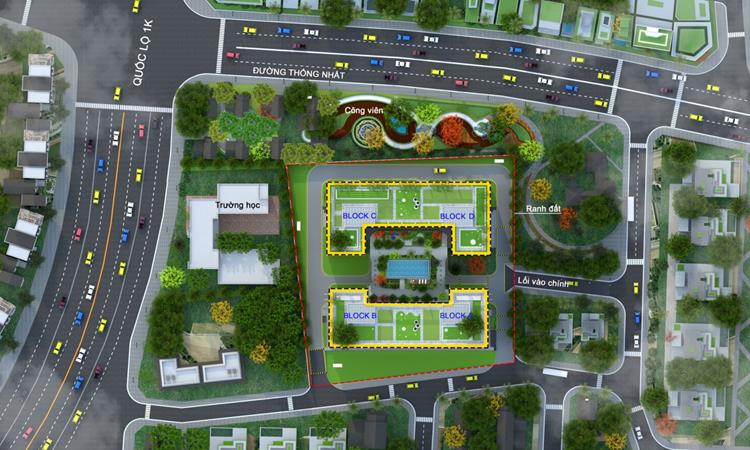 Phối cảnh mặt bằng dự án căn hộ Bcons Plaza