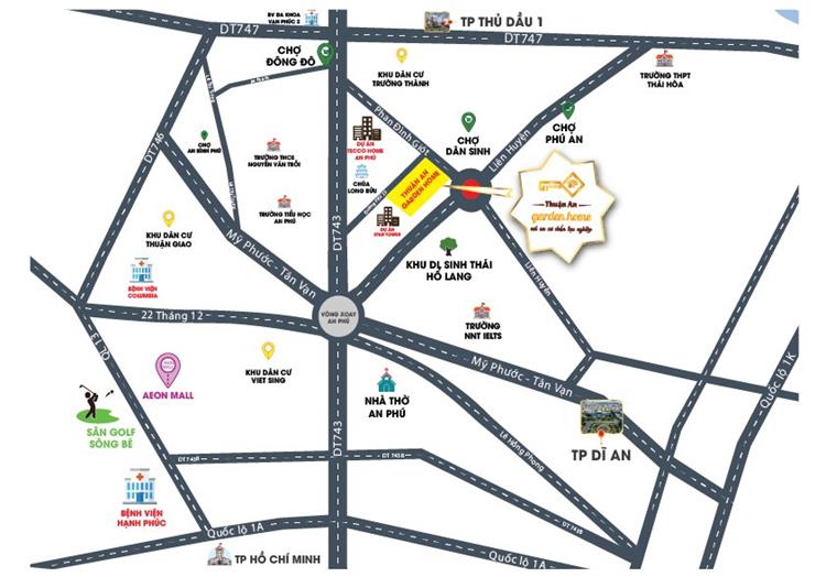 Vị trí dự án Thuận An Garden Home Bình Dương