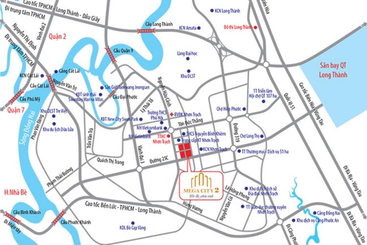 Vị trí dự án khu đô thị Mega City 2